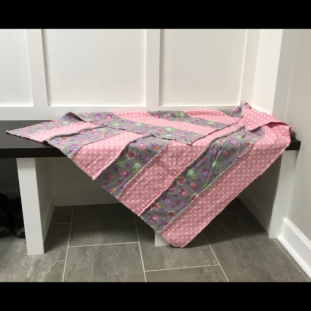 Handmade rag quilt for baby girl